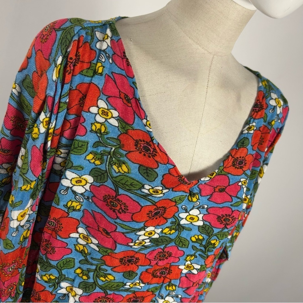 Compania Fantastica Floral V-Neck Blouse - Bold Poppy Print S❤️ - Picture 4 of 12